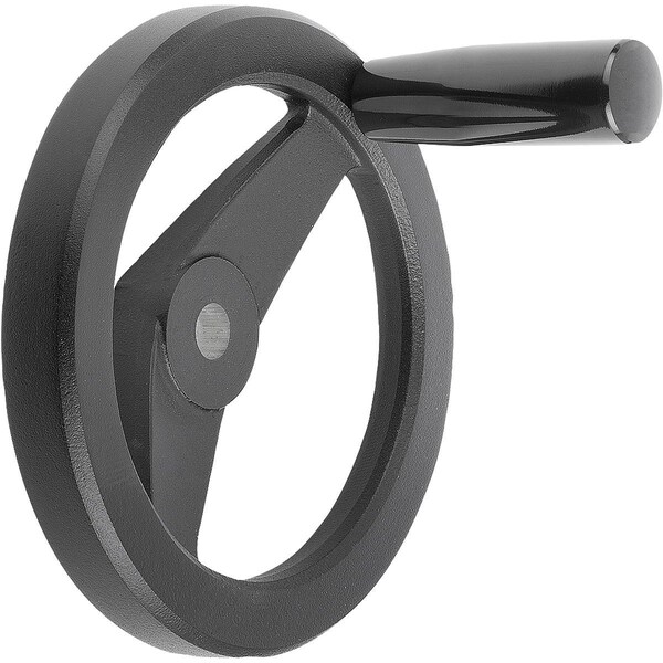 2-Spoke Handwheel D1=100 Reamed Hole D2=10H7, Aluminum, Black Powder, Comp:Thermoset, Fixed Grip